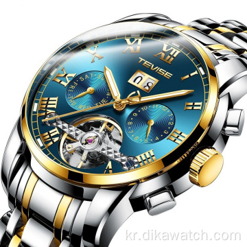 TEVISE 시계 9005 패션 비즈니스 시계 군사 스포츠 자동 손목 시계 스테인레스 스틸 방수 기계식 남성용 시계